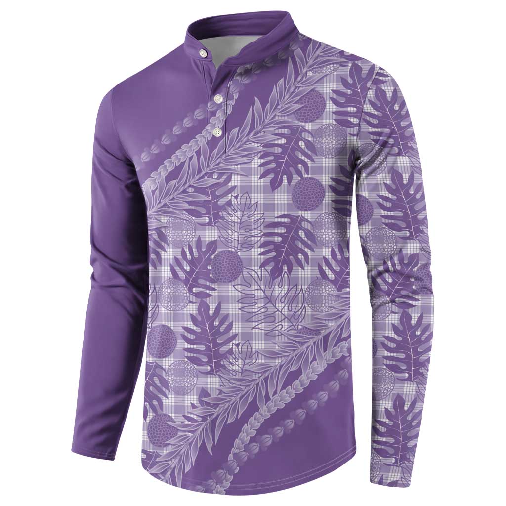 Hawaii Breadfruit Palaka Button Sweatshirt Poni Maile Lei LT9 - Polynesian Pride