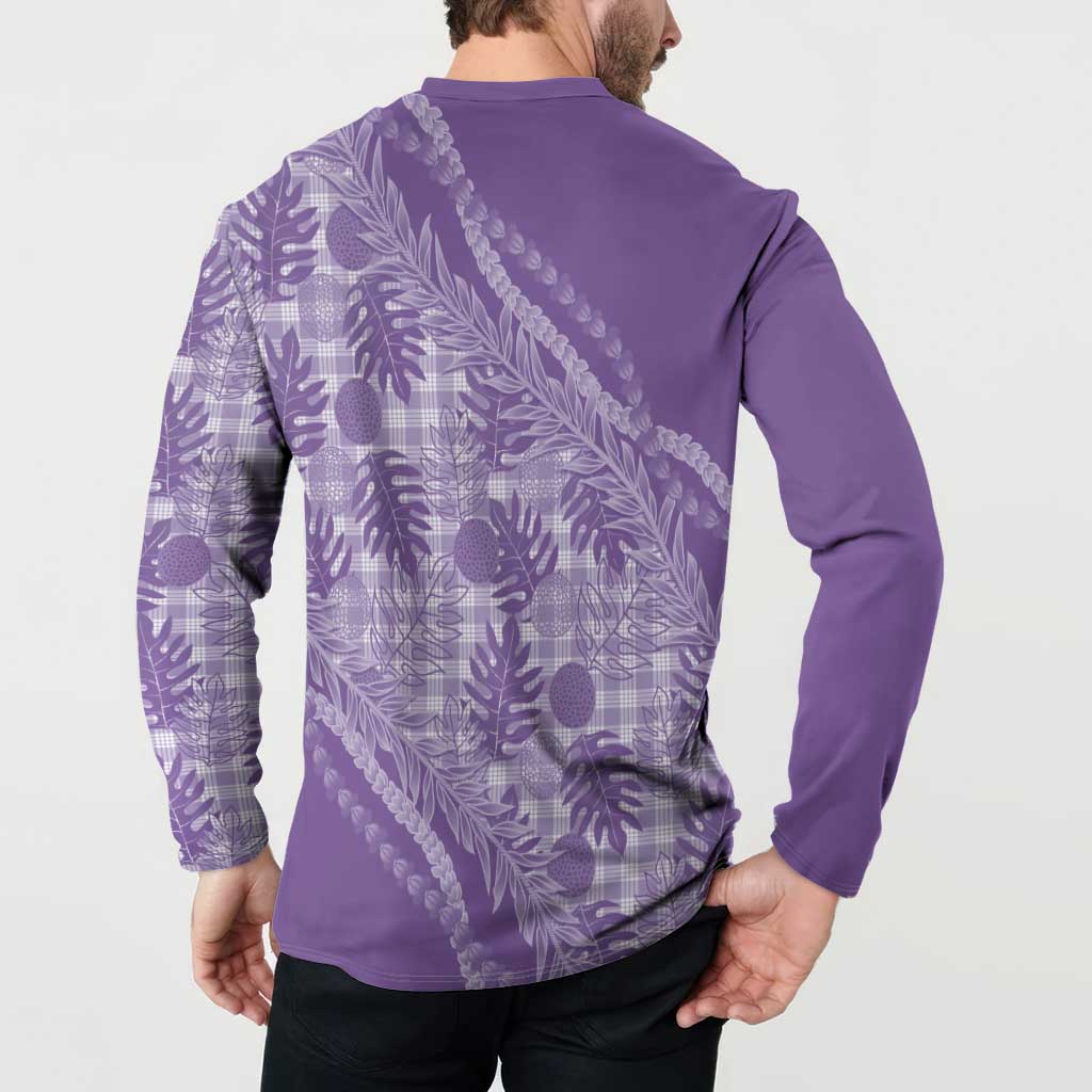Hawaii Breadfruit Palaka Button Sweatshirt Poni Maile Lei LT9 - Polynesian Pride