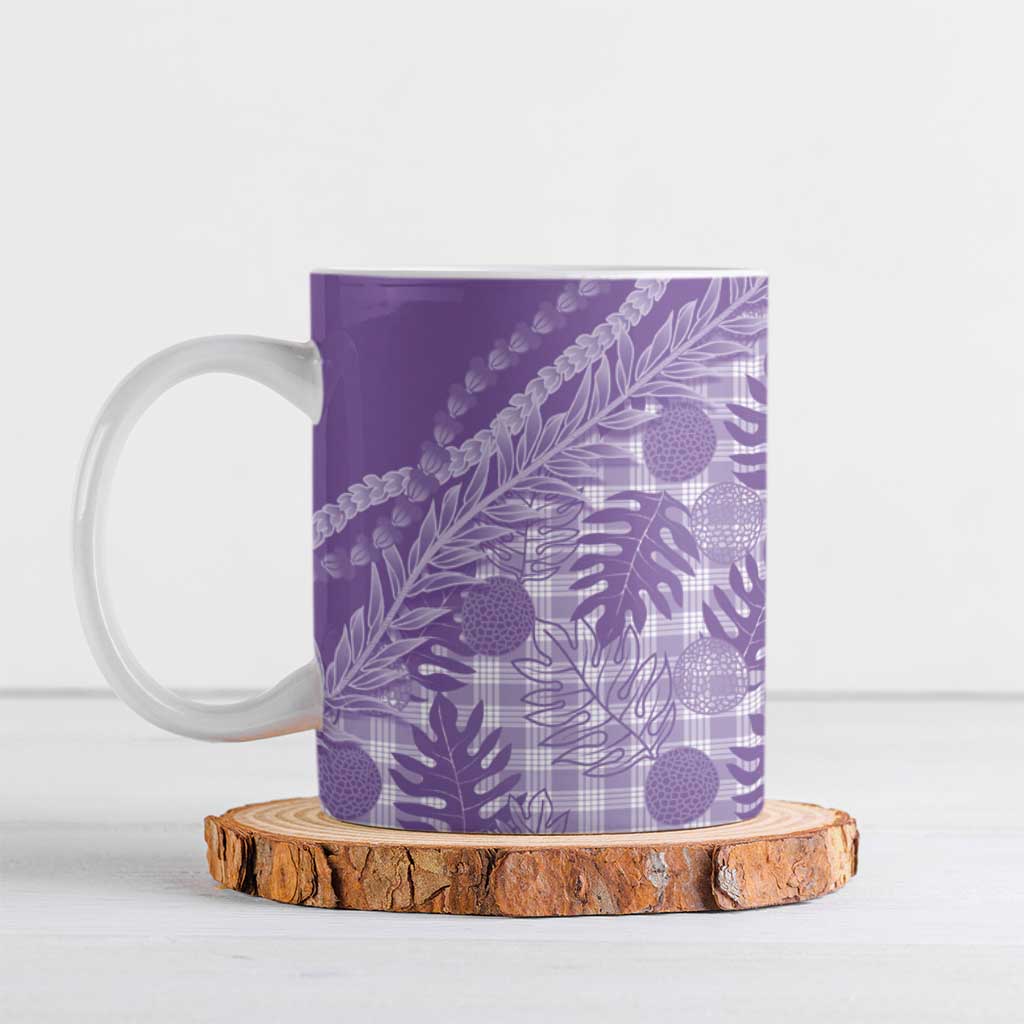 Hawaii Breadfruit Palaka Ceramic Mug Poni Maile Lei LT9 Purple - Polynesian Pride