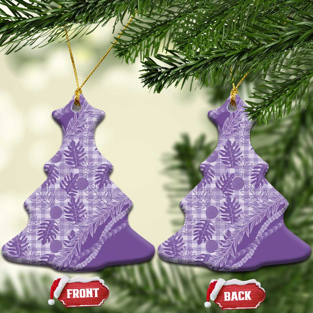 Hawaii Breadfruit Palaka Ceramic Ornament Poni Maile Lei - Polynesian Pride