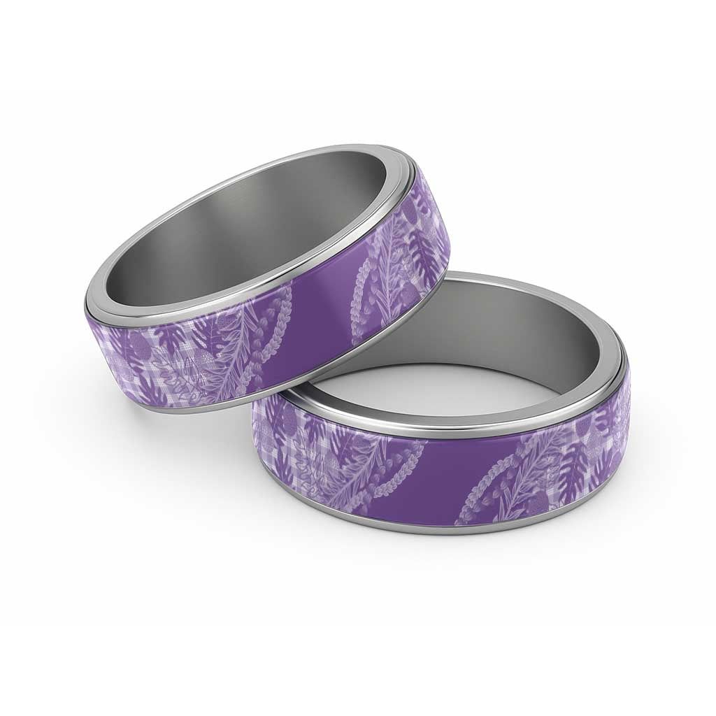 Hawaii Breadfruit Palaka Classic Ring Poni Maile Lei LT9 Sliver Purple - Polynesian Pride