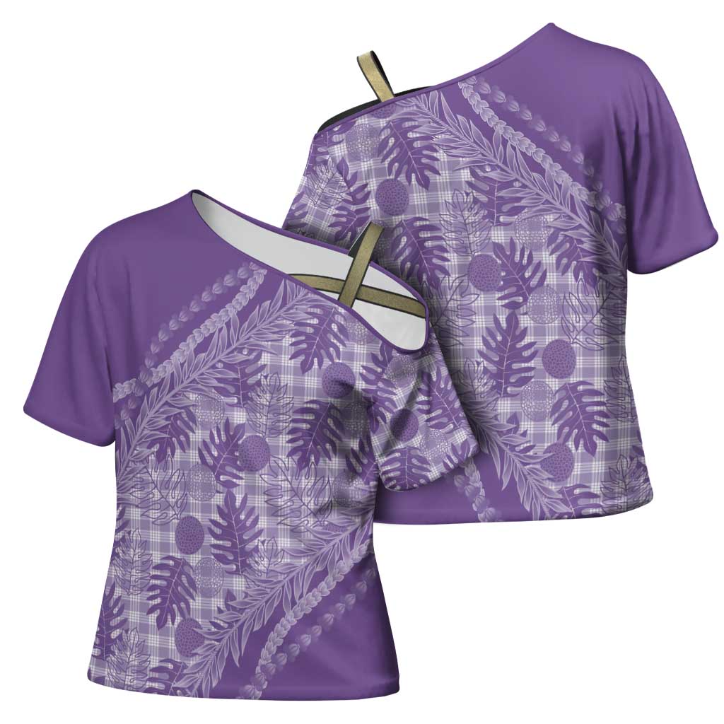 Hawaii Breadfruit Palaka Cross Shoulder Shirt Poni Maile Lei LT9 - Polynesian Pride