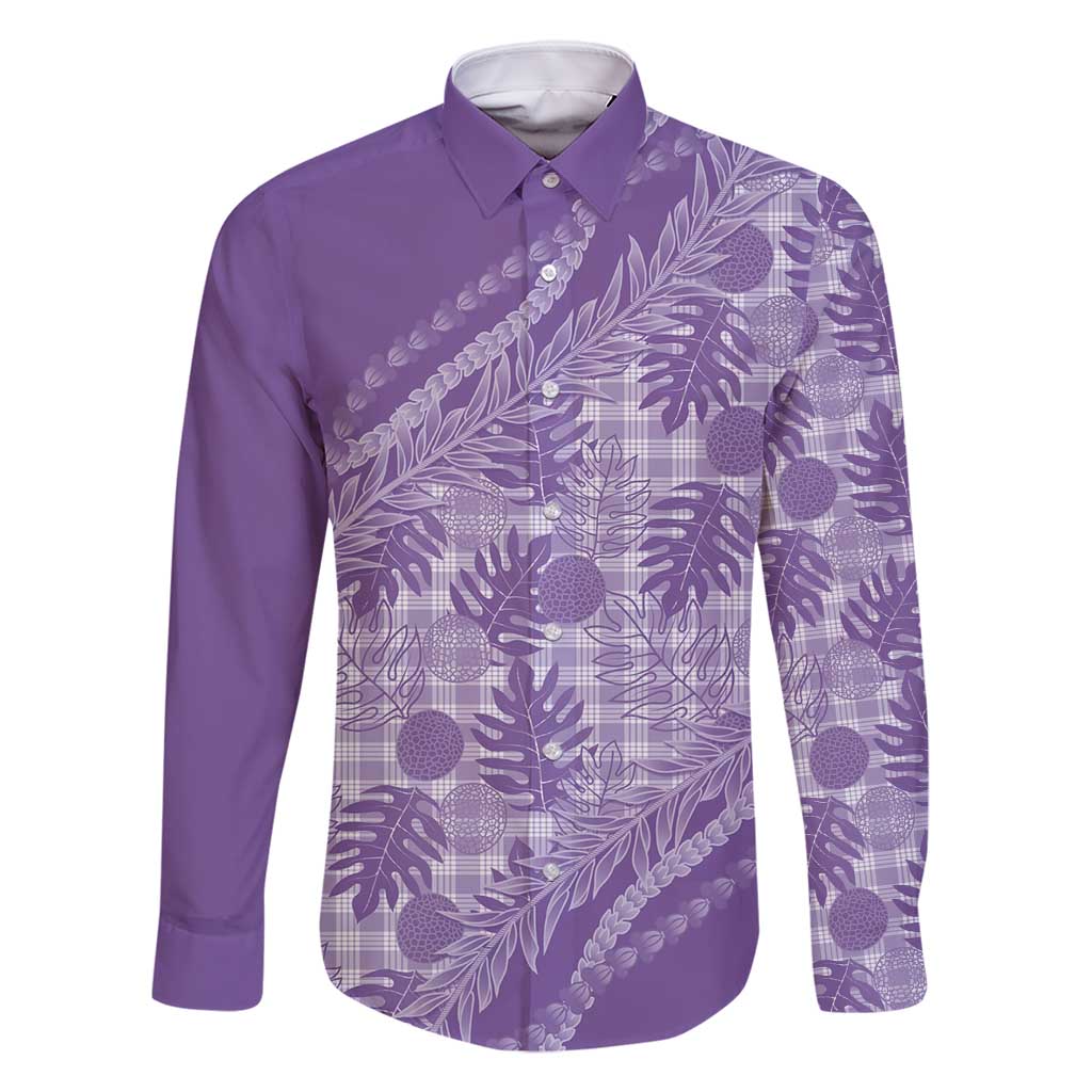 Hawaii Breadfruit Palaka Family Matching Off Shoulder Short Dress and Hawaiian Shirt Poni Maile Lei - Polynesian Pride