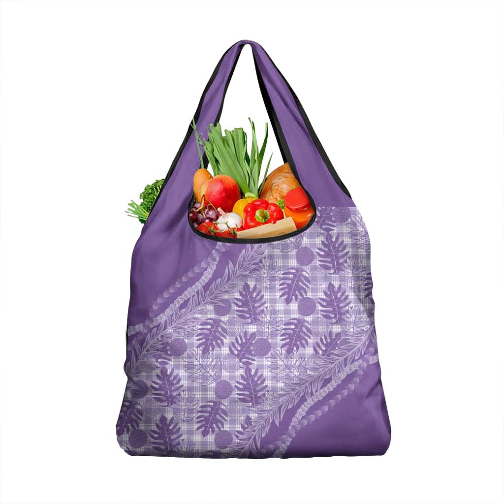 Hawaii Breadfruit Palaka Grocery Bag Poni Maile Lei - Polynesian Pride