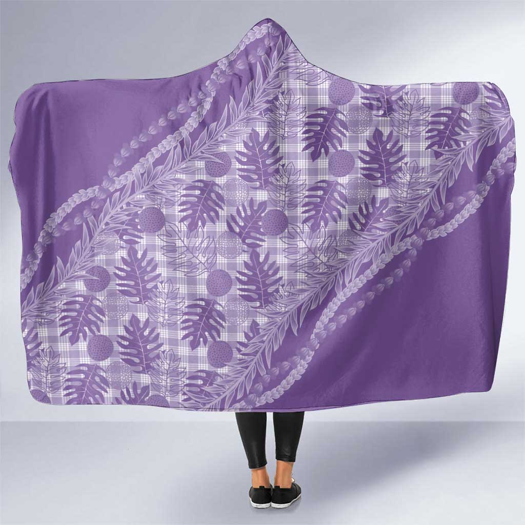 Hawaii Breadfruit Palaka Hooded Blanket Poni Maile Lei LT9 One Size Purple - Polynesian Pride