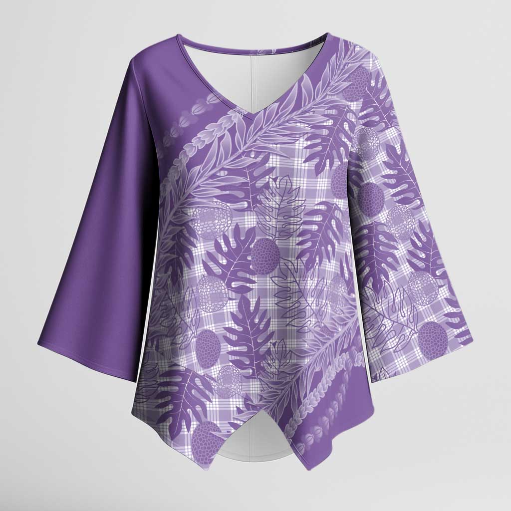 Hawaii Breadfruit Palaka Kimono Sleeve Blouse Poni Maile Lei - Polynesian Pride