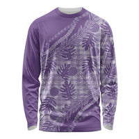 Hawaii Breadfruit Palaka Long Sleeve Shirt Poni Maile Lei LT9 Unisex Purple - Polynesian Pride