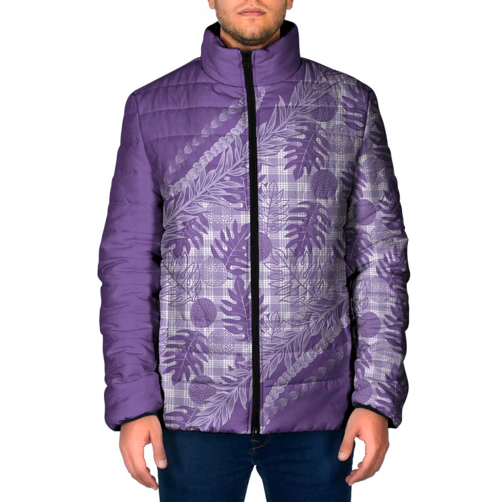 Hawaii Breadfruit Palaka Padded Jacket Poni Maile Lei LT9 Men Purple - Polynesian Pride