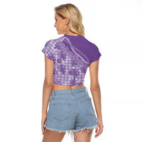 Hawaii Breadfruit Palaka Raglan Cropped T Shirt Poni Maile Lei - Polynesian Pride