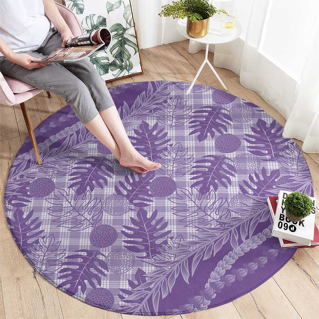 Hawaii Breadfruit Palaka Round Carpet Poni Maile Lei - Polynesian Pride