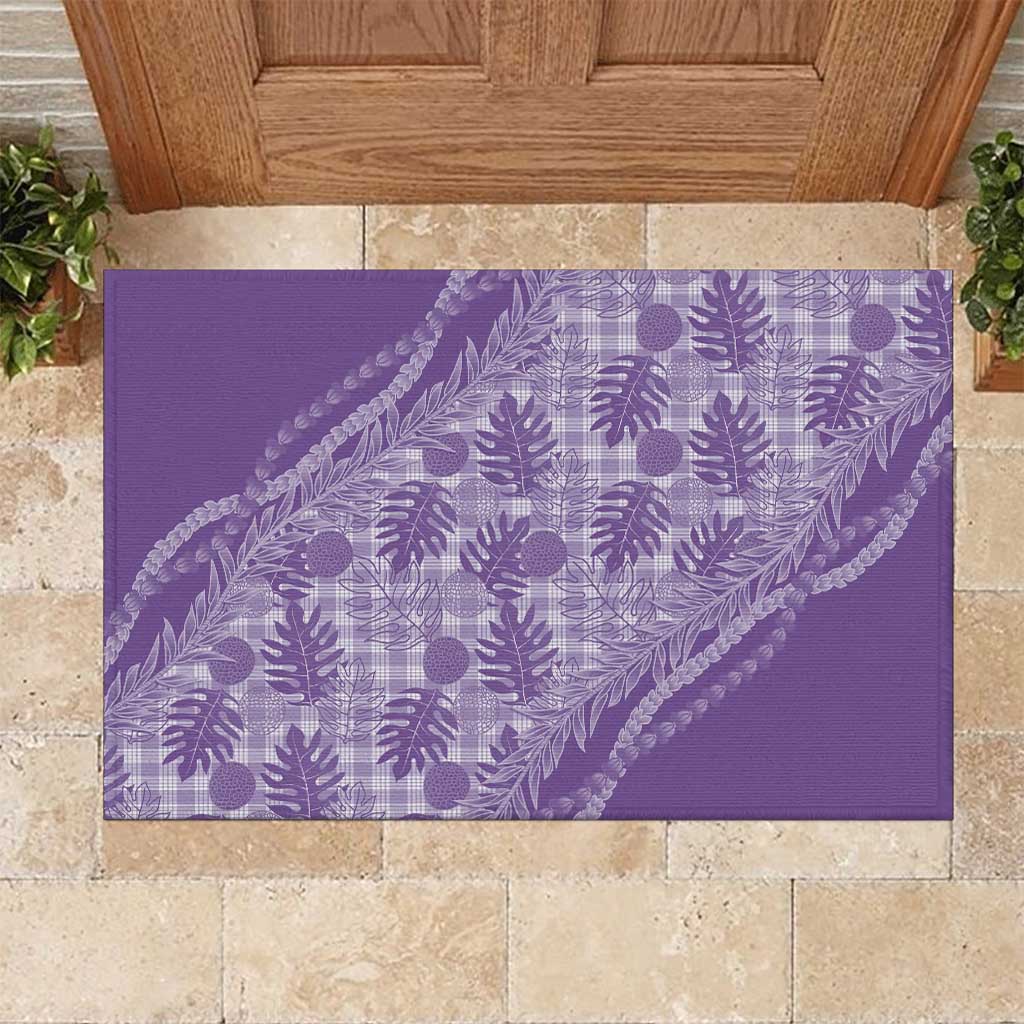 Hawaii Breadfruit Palaka Rubber Doormat Poni Maile Lei LT9 Purple - Polynesian Pride