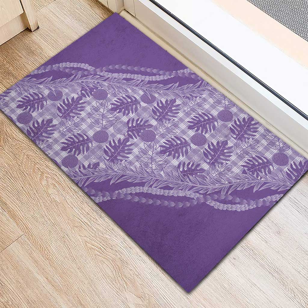 Hawaii Breadfruit Palaka Rubber Doormat Poni Maile Lei LT9 - Polynesian Pride