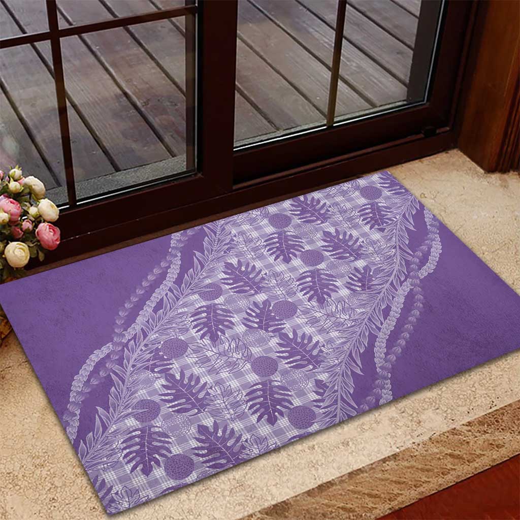 Hawaii Breadfruit Palaka Rubber Doormat Poni Maile Lei LT9 - Polynesian Pride