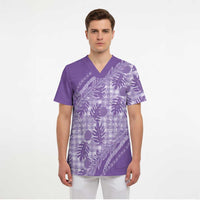 Hawaii Breadfruit Palaka Scrub Top Poni Maile Lei LT9 - Polynesian Pride