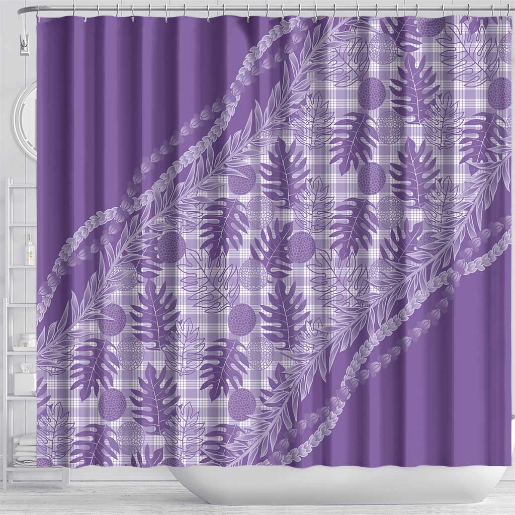 Hawaii Breadfruit Palaka Shower Curtain Poni Maile Lei - Polynesian Pride