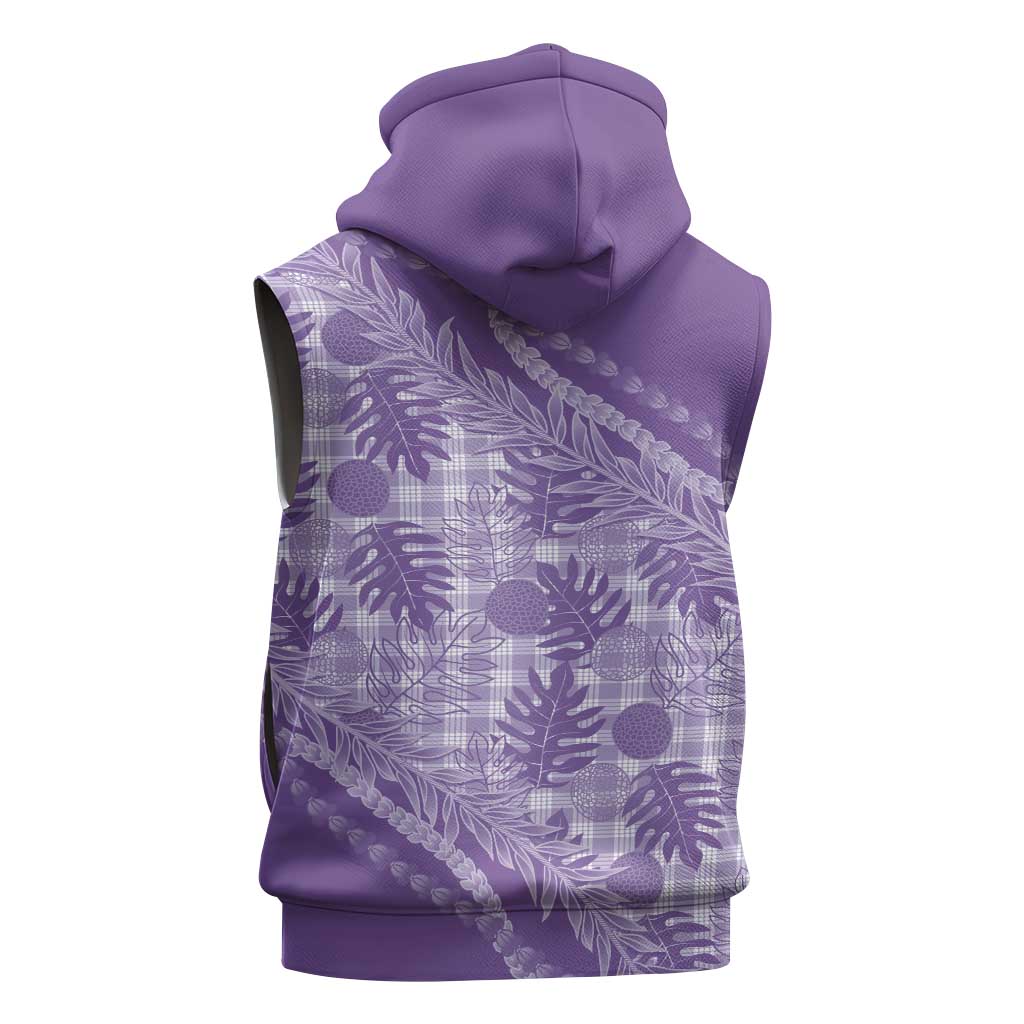 Hawaii Breadfruit Palaka Sleeveless Hoodie Poni Maile Lei LT9 - Polynesian Pride