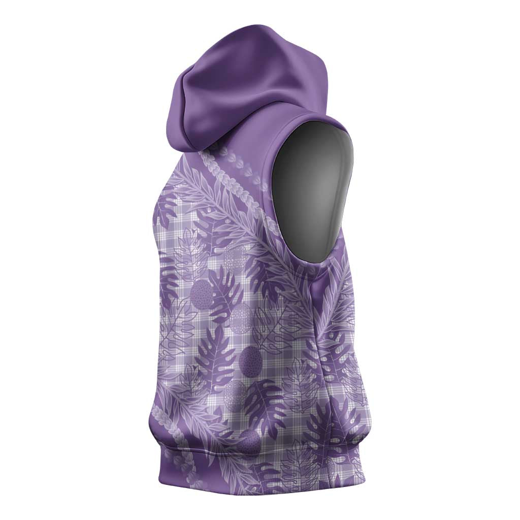 Hawaii Breadfruit Palaka Sleeveless Hoodie Poni Maile Lei LT9 - Polynesian Pride
