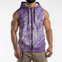 Hawaii Breadfruit Palaka Sleeveless Zip Hoodie Poni Maile Lei LT9 - Polynesian Pride