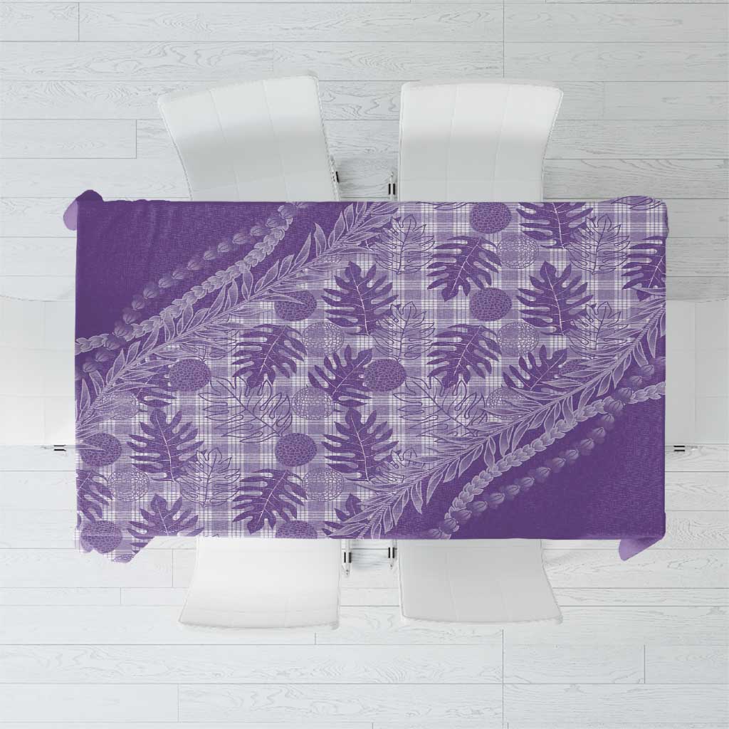 Hawaii Breadfruit Palaka Tablecloth Poni Maile Lei LT9 Purple - Polynesian Pride