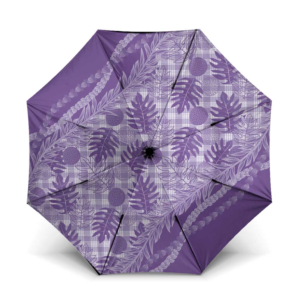 Hawaii Breadfruit Palaka Umbrella Poni Maile Lei LT9 One Size Folded 11.42 inch Opened Diameter 37.4 inch Purple - Polynesian Pride