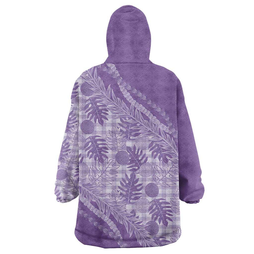Hawaii Breadfruit Palaka Wearable Blanket Hoodie Poni Maile Lei - Polynesian Pride