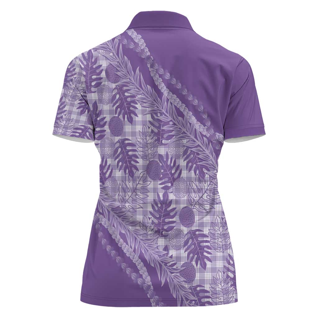 Hawaii Breadfruit Palaka Women Polo Shirt Poni Maile Lei - Polynesian Pride