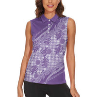 Hawaii Breadfruit Palaka Women Sleeveless Polo Shirt Poni Maile Lei - Polynesian Pride
