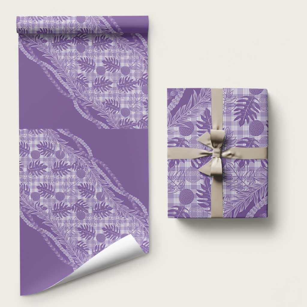 Hawaii Breadfruit Palaka Wrapping Paper Poni Maile Lei LT9 58" × 23" Purple - Polynesian Pride