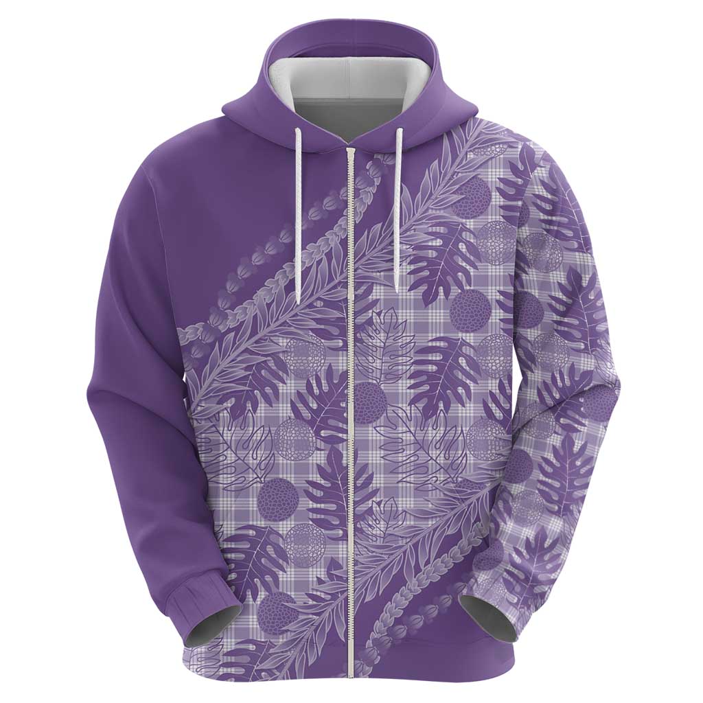 Hawaii Breadfruit Palaka Zip Hoodie Poni Maile Lei LT9 - Polynesian Pride