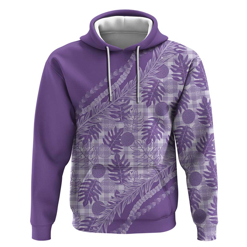 Hawaii Breadfruit Palaka Zip Hoodie Poni Maile Lei LT9 Pullover Hoodie Purple - Polynesian Pride
