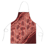 Hawaii Breadfruit Palaka Apron Ulaula Maile Lei LT9 Red - Polynesian Pride