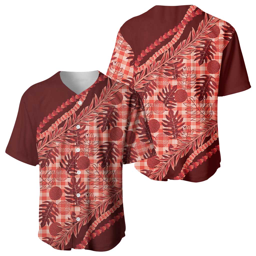 Hawaii Breadfruit Palaka Baseball Jersey Ulaula Maile Lei LT9 - Polynesian Pride