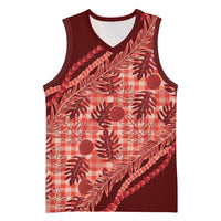 Hawaii Breadfruit Palaka Basketball Jersey Ulaula Maile Lei LT9 Unisex Red - Polynesian Pride