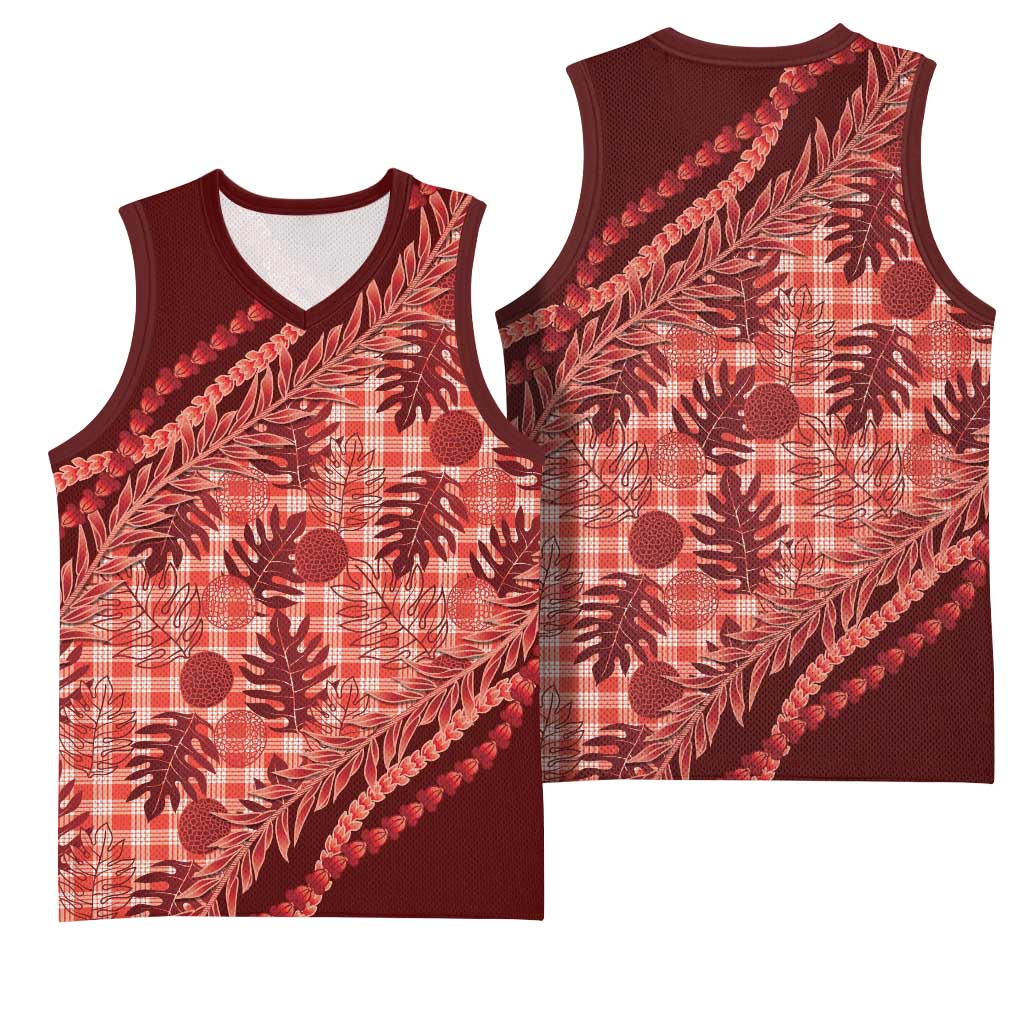 Hawaii Breadfruit Palaka Basketball Jersey Ulaula Maile Lei LT9 - Polynesian Pride