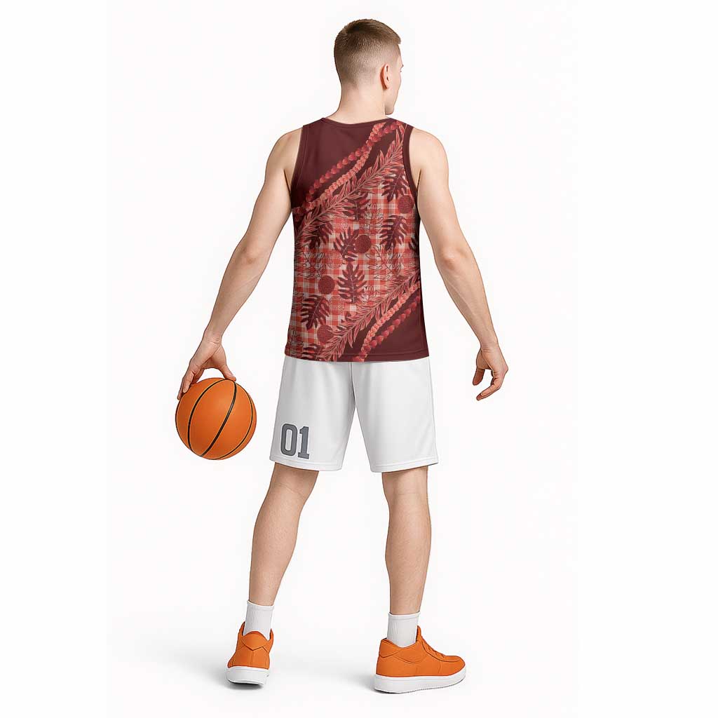 Hawaii Breadfruit Palaka Basketball Jersey Ulaula Maile Lei LT9 - Polynesian Pride