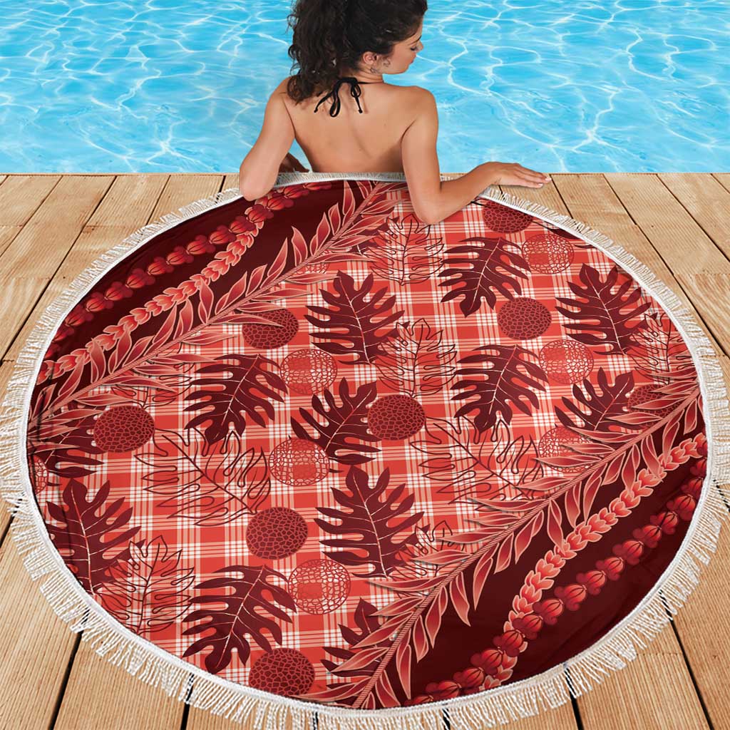 Hawaii Breadfruit Palaka Beach Blanket Ulaula Maile Lei - Polynesian Pride