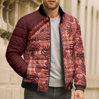 Hawaii Breadfruit Palaka Bomber Puffer Jacket Ulaula Maile Lei LT9 - Polynesian Pride