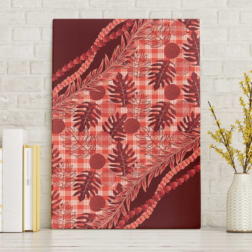 Hawaii Breadfruit Palaka Canvas Wall Art Ulaula Maile Lei LT9 Without Frame Red - Polynesian Pride