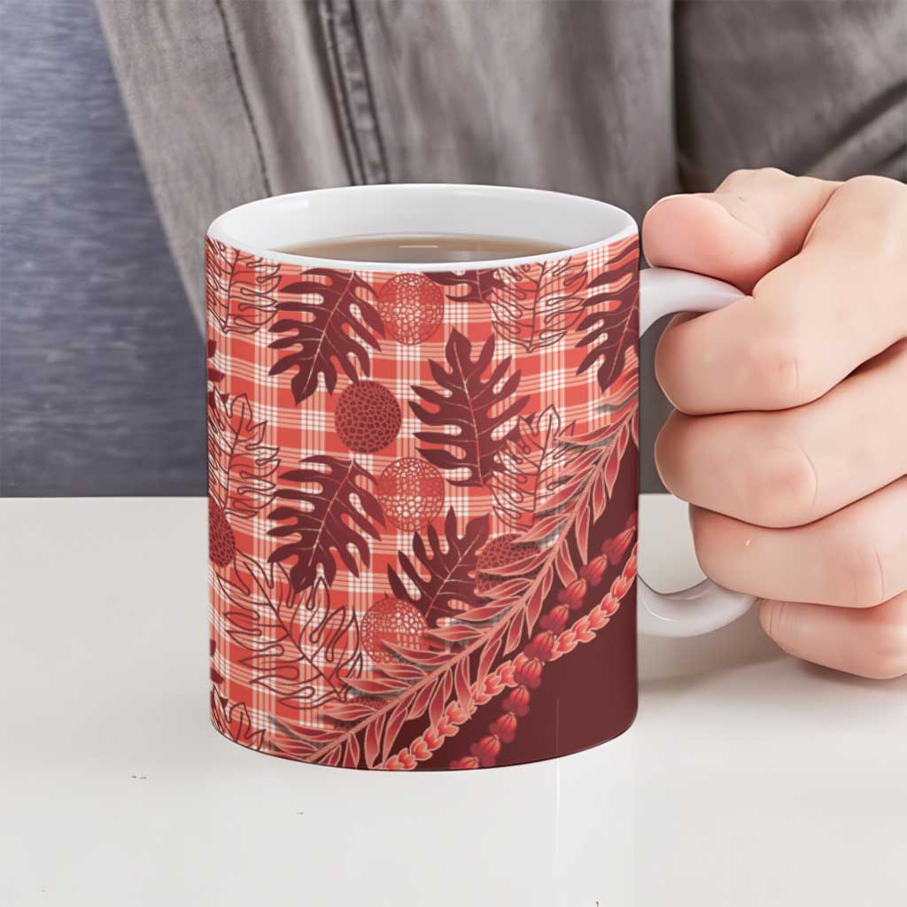 Hawaii Breadfruit Palaka Ceramic Mug Ulaula Maile Lei LT9 - Polynesian Pride