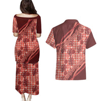 Hawaii Breadfruit Palaka Couples Matching Puletasi and Hawaiian Shirt Ulaula Maile Lei LT9 - Polynesian Pride