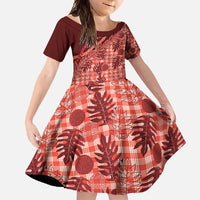 Hawaii Breadfruit Palaka Family Matching Summer Maxi Dress and Hawaiian Shirt Ulaula Maile Lei - Polynesian Pride