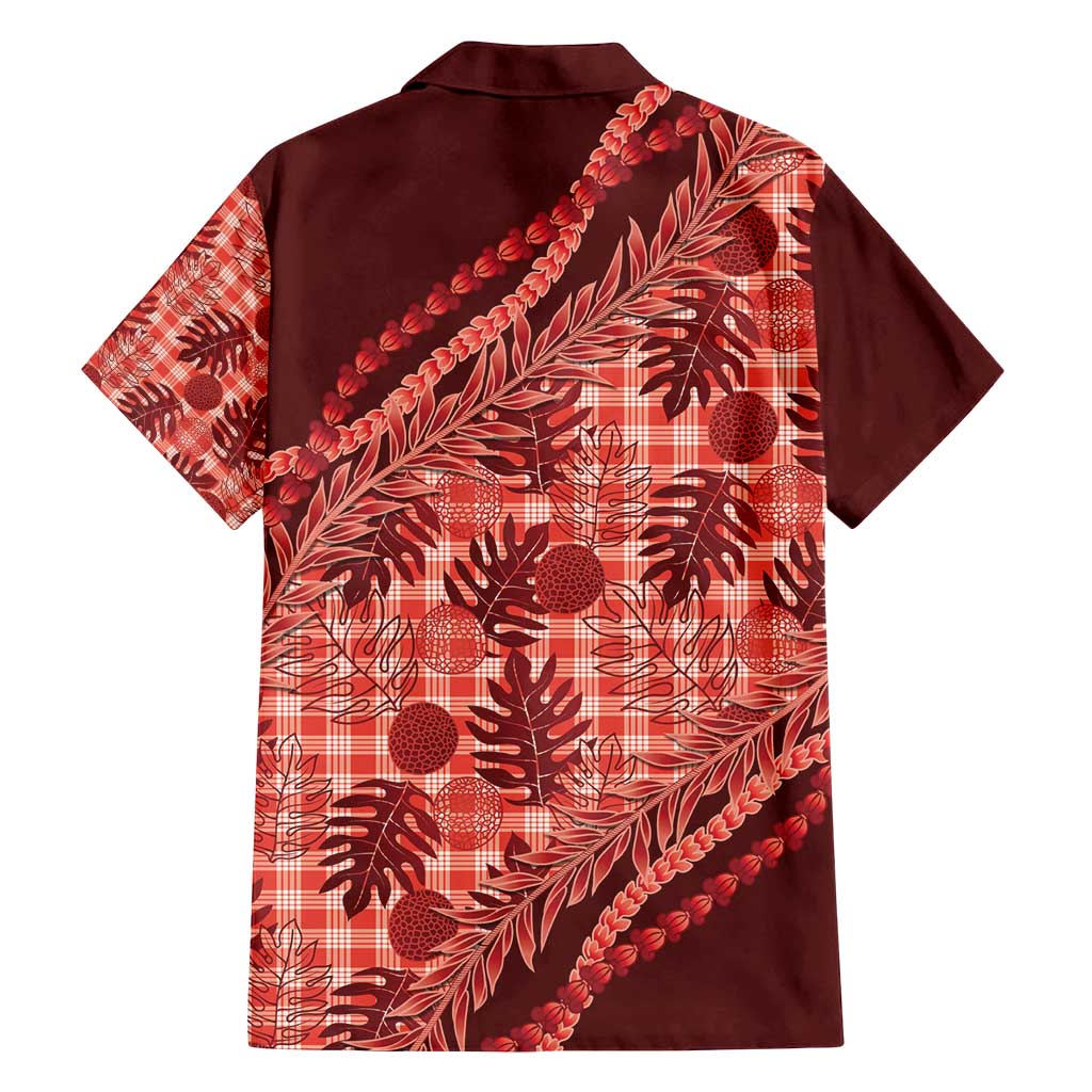 Hawaii Breadfruit Palaka Family Matching Summer Maxi Dress and Hawaiian Shirt Ulaula Maile Lei - Polynesian Pride