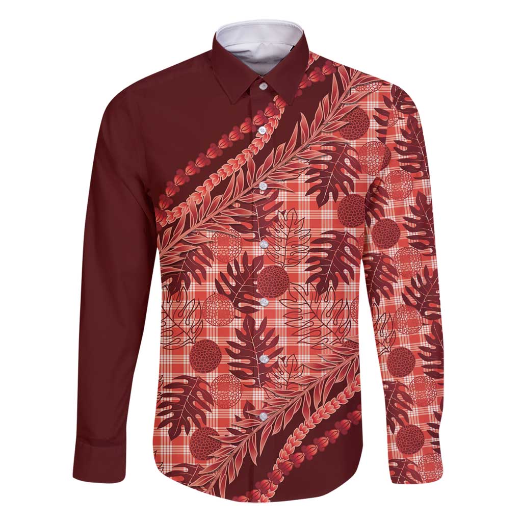 Hawaii Breadfruit Palaka Family Matching Summer Maxi Dress and Hawaiian Shirt Ulaula Maile Lei - Polynesian Pride