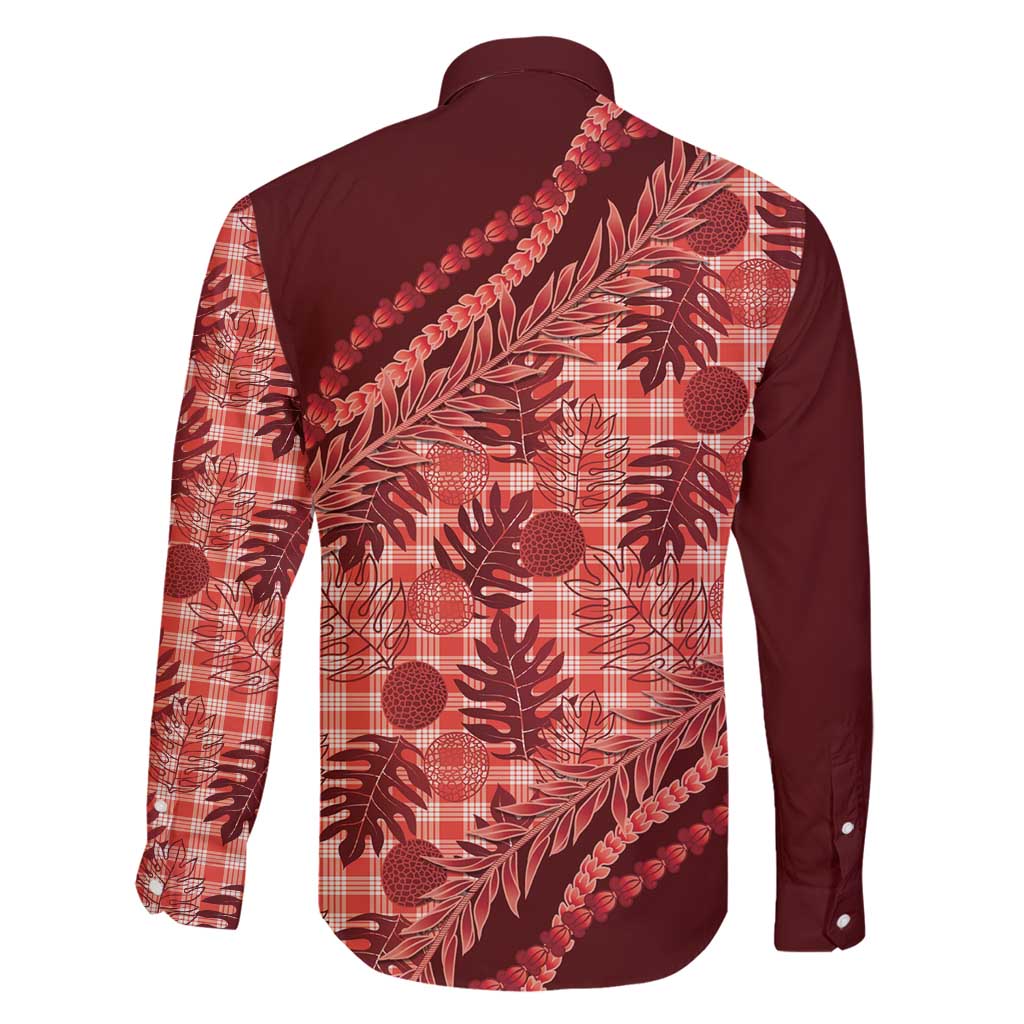 Hawaii Breadfruit Palaka Family Matching Summer Maxi Dress and Hawaiian Shirt Ulaula Maile Lei - Polynesian Pride