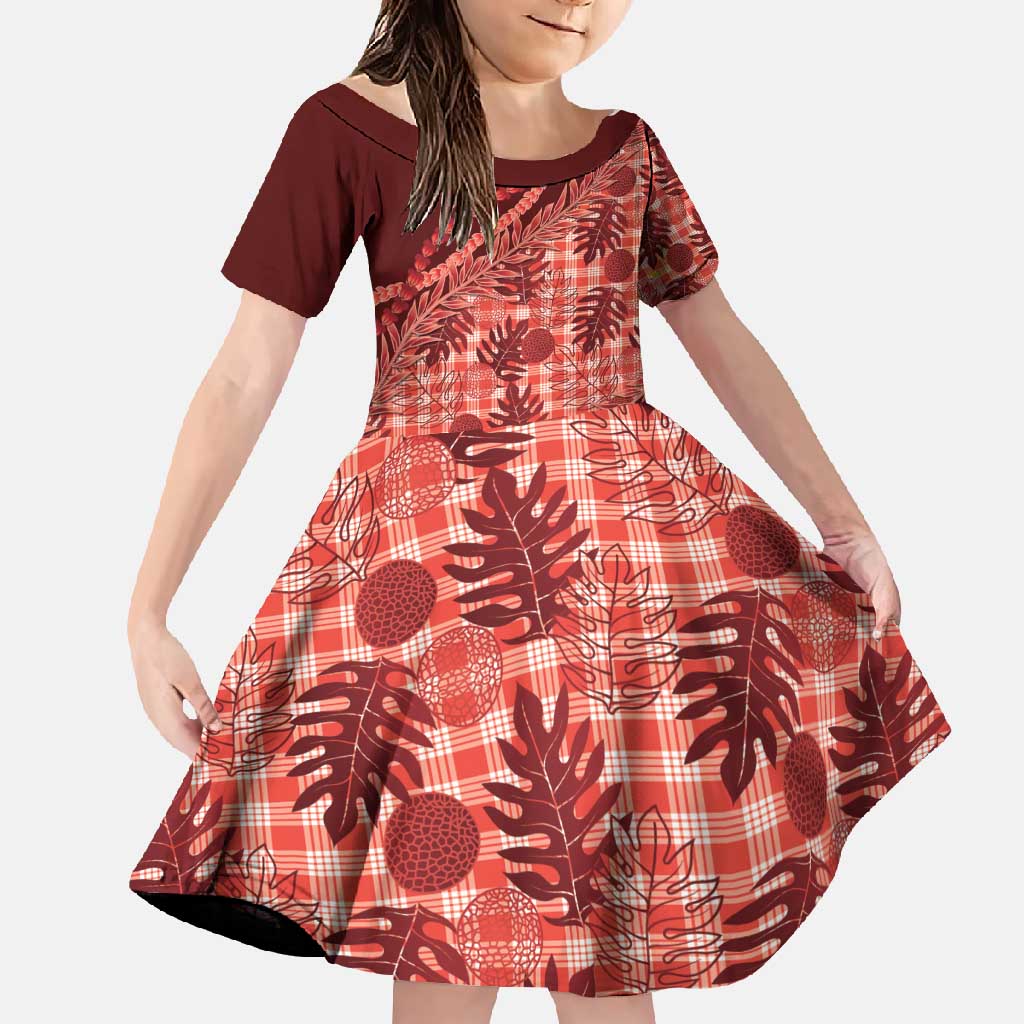 Hawaii Breadfruit Palaka Family Matching Tank Maxi Dress and Hawaiian Shirt Ulaula Maile Lei - Polynesian Pride