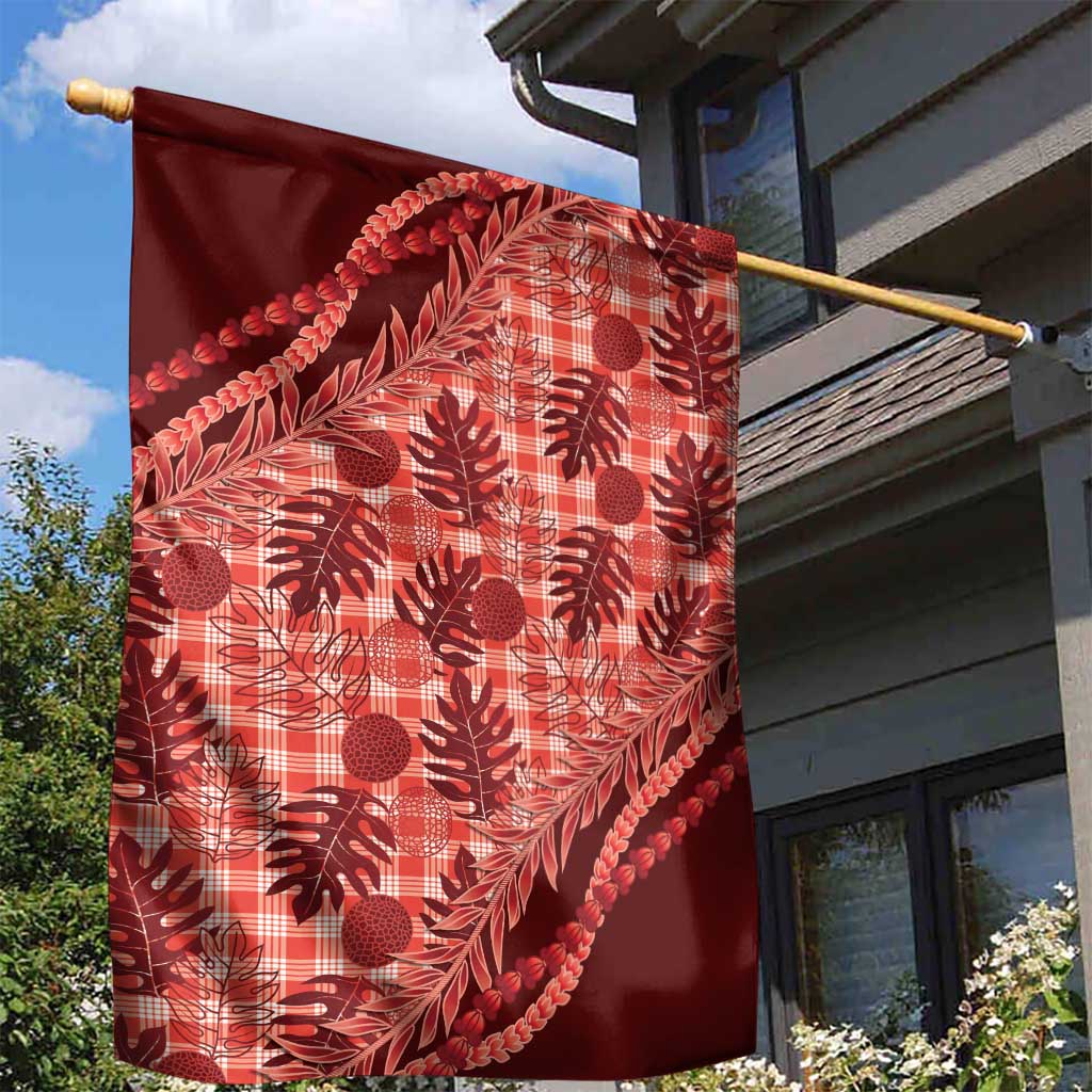 Hawaii Breadfruit Palaka Garden Flag Ulaula Maile Lei - Polynesian Pride