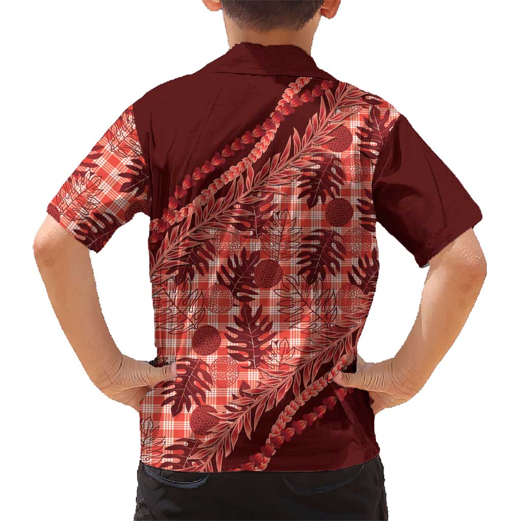 Hawaii Breadfruit Palaka Kid Hawaiian Shirt Ulaula Maile Lei LT9 - Polynesian Pride