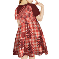 Hawaii Breadfruit Palaka Kid Short Sleeve Dress Ulaula Maile Lei - Polynesian Pride