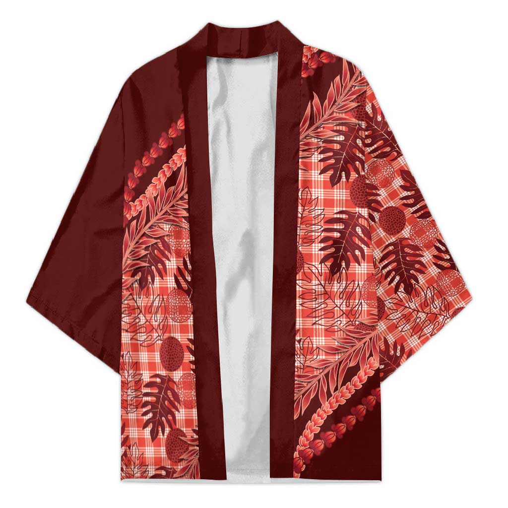 Hawaii Breadfruit Palaka Kimono Ulaula Maile Lei - Polynesian Pride