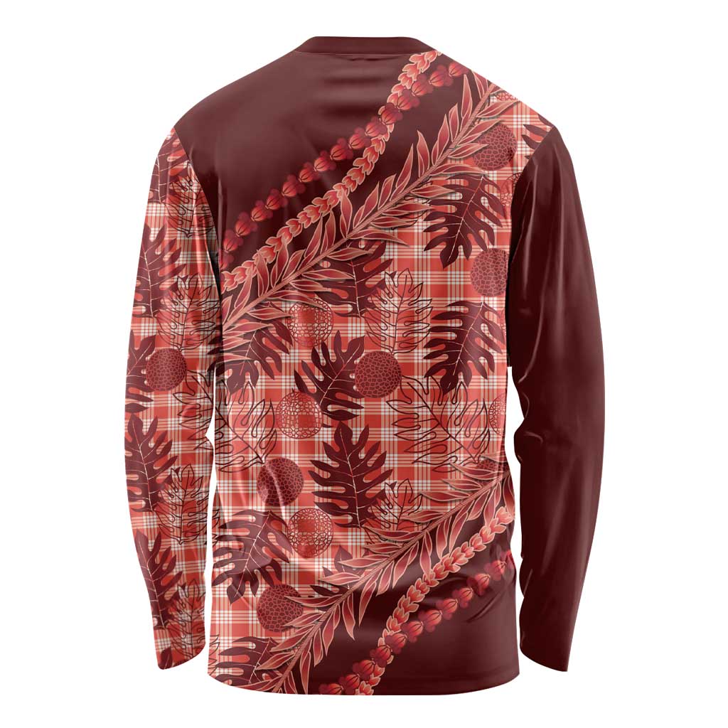 Hawaii Breadfruit Palaka Long Sleeve Shirt Ulaula Maile Lei LT9 - Polynesian Pride